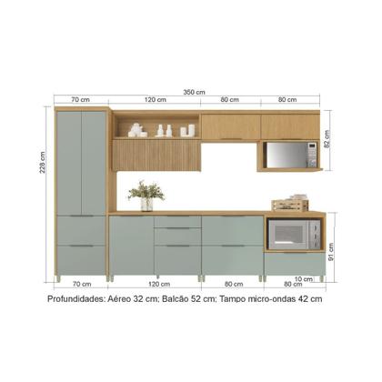 Imagem de Cozinha Modulada 7 Peças Ripado com Tampo MDF Marquesa Nesher