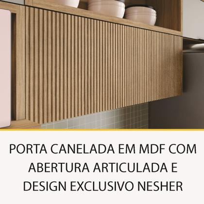 Imagem de Cozinha Modulada 7 Peças Ripado com Tampo MDF Marquesa Nesher