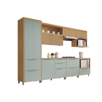 Imagem de Cozinha Modulada 7 Peças Ripado com Tampo MDF Marquesa Nesher