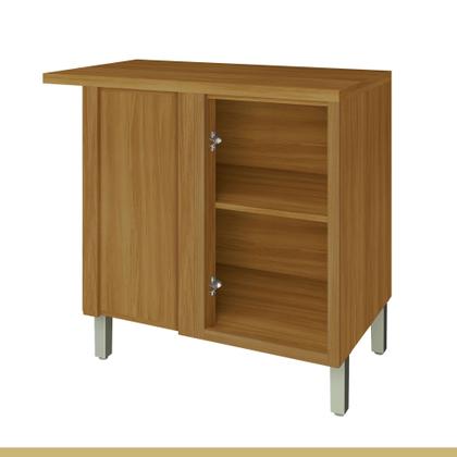 Imagem de Cozinha Modulada 9 Peças com 4 Aéreos 4 Balcões 1 Paneleiro Ripado Imperatriz 100% MDF Marrom/Freijó/Offwhite