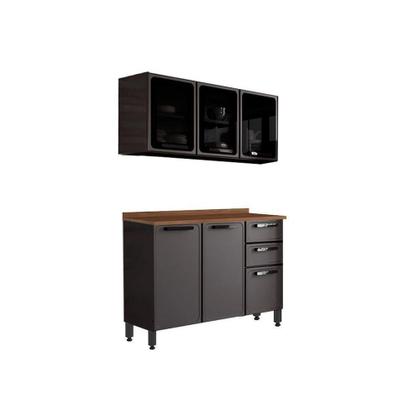 Imagem de Cozinha Modulada Bertolini Estilo 2 Peças (1Aéreo+1Balcão) C2P13 Cinza/Grafite-Bertolini