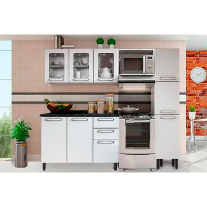 Imagem de Cozinha Modulada Bertolini Evidence  4 Peças (1 Armário + 1 Balcão + 1 Paneleiro + 1 Complemento) C4P45 Branco