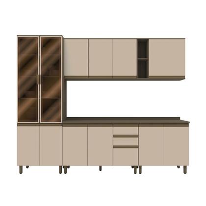 Imagem de Cozinha Modulada com Vidro 6 Peças com Tampo em MDF Connect Henn