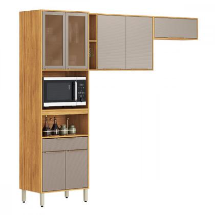 Imagem de Cozinha Modulada com Vidro Reflecta 3 Peças em MDF Plena Demóbile