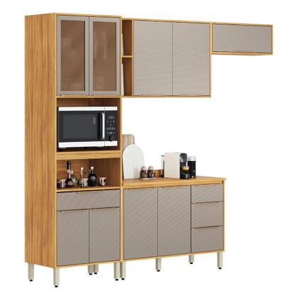 Imagem de Cozinha Modulada com Vidro Reflecta 4 Peças em MDF Plena Demóbile