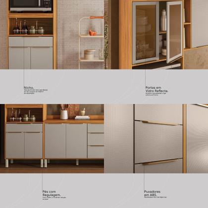 Imagem de Cozinha Modulada com Vidro Reflecta 5 Peças Plena em MDF Demóbile