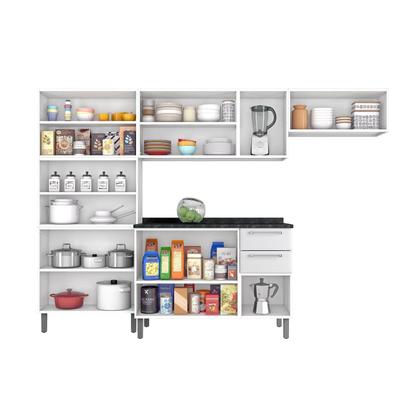 Imagem de Cozinha Modulada Compacta em Aço 4 Peças 13 Portas 2 Gavetas Paneleiro Duplo Tarsila Itatiaia