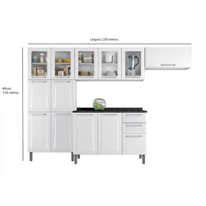 Imagem de Cozinha Modulada Compacta em Aço 4 Peças 13 Portas 2 Gavetas Paneleiro Duplo Tarsila Itatiaia