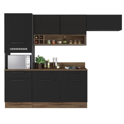 Imagem de Cozinha Modulada Compacta em Aço 4 Peças 7 Portas 3 Gavetas Rodapé em PVC Exclusive Itatiaia Preto/Grafite/Matt