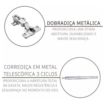 Imagem de Cozinha Modulada Compacta Fidelitá Paris 4 Peças 225cm 11 Portas 3 Gavetas Com Tampo Nogal/Salinas