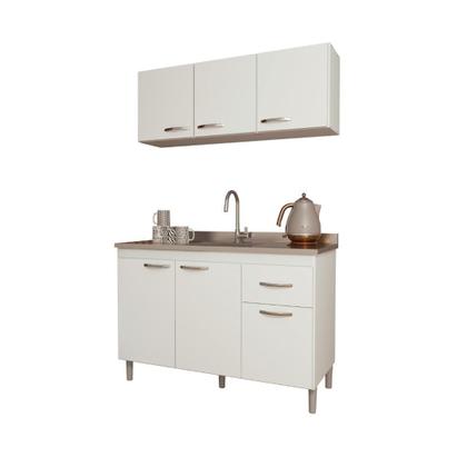 Imagem de Cozinha Modulada Compacta Fidelitá Suiça 2 Peças 6 Portas 1 Gaveta Sem Tampo Branco
