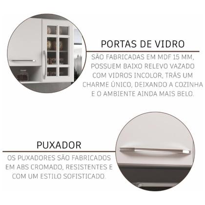 Imagem de Cozinha Modulada Compacta Fidelitá Viena 2 Peças 120cm 5 Portas 3 Gavetas Com Tampo Branco