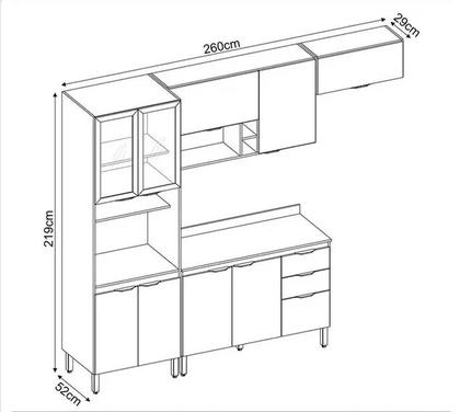 Imagem de Cozinha Modulada Compacta FIRENZE - AVENA GRAFITE com 04 peças