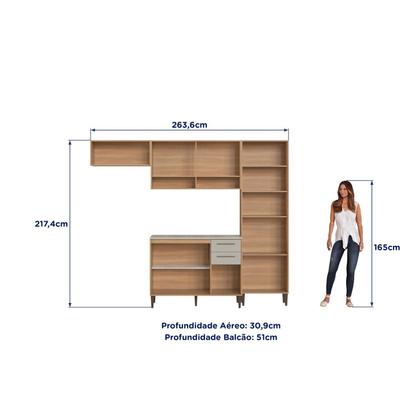 Cozinha Modulada Compacta Jade 4 Peças - Delmarco Móveis - Cozinha