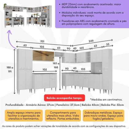 Imagem de Cozinha Modulada Completa 10 Pçs Siena MP2242 Multimóveis Brinde Jogo de Panelas Tramontina
