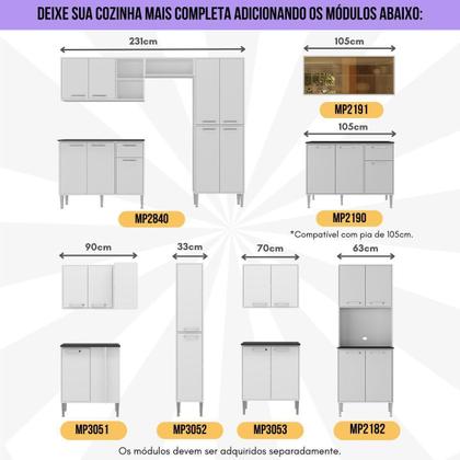 Imagem de Cozinha Modulada Completa 10 Pçs Siena MP2242 Multimóveis Brinde Jogo de Panelas Tramontina