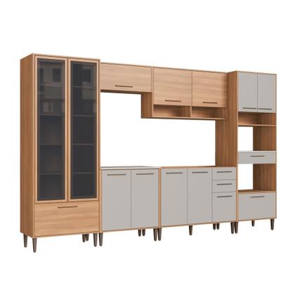 Imagem de Cozinha Modulada Completa 6 Peças com Cristaleira 12 Portas 3 Gavetas Jade