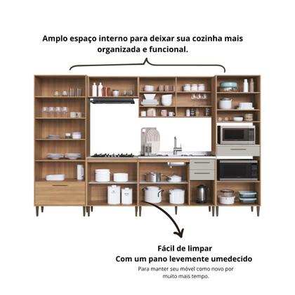 Imagem de Cozinha Modulada Completa 6 Peças com Cristaleira 12 Portas 3 Gavetas Jade