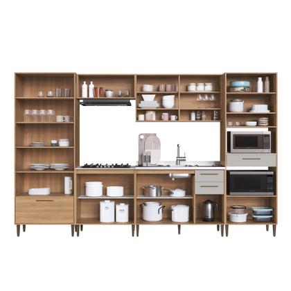 Imagem de Cozinha Modulada Completa 6 Peças com Cristaleira 12 Portas 3 Gavetas Jade