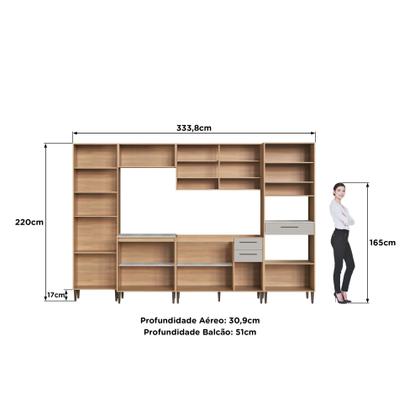 Imagem de Cozinha Modulada Completa 6 Peças com Cristaleira 12 Portas 3 Gavetas Jade