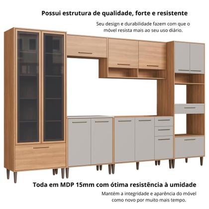 Imagem de Cozinha Modulada Completa 6 Peças com Cristaleira 12 Portas 3 Gavetas Jade