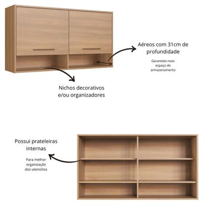 Imagem de Cozinha Modulada Completa 6 Peças com Cristaleira 12 Portas 3 Gavetas Jade