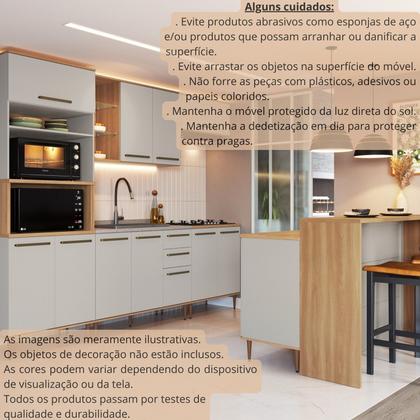 Imagem de Cozinha Modulada Completa 8 Peças com Cristaleira 15 Portas 2 Gavetas com Bancada Isabelle