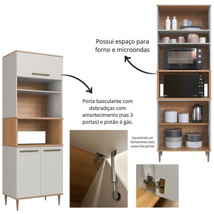 Imagem de Cozinha Modulada Completa 8 Peças com Cristaleira 15 Portas 2 Gavetas com Bancada Isabelle