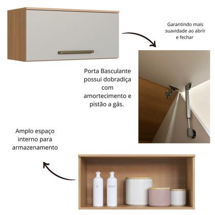 Imagem de Cozinha Modulada Completa 8 Peças com Cristaleira 15 Portas 2 Gavetas com Bancada Isabelle