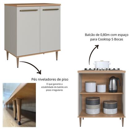 Imagem de Cozinha Modulada Completa 8 Peças com Cristaleira 15 Portas 2 Gavetas com Bancada Isabelle