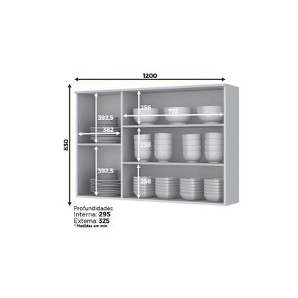 Imagem de Cozinha Modulada Completa Americana 5 Peças (2 Armários + 1 Balcão + 1 Paneleiro + 1 Complemento) C5P16 Branco - Henn