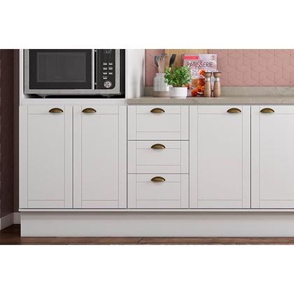 Imagem de Cozinha Modulada Completa Bella 7 Peças (2Aéreos+2Balcões+3Complementos) C7P49 Branco - Carraro