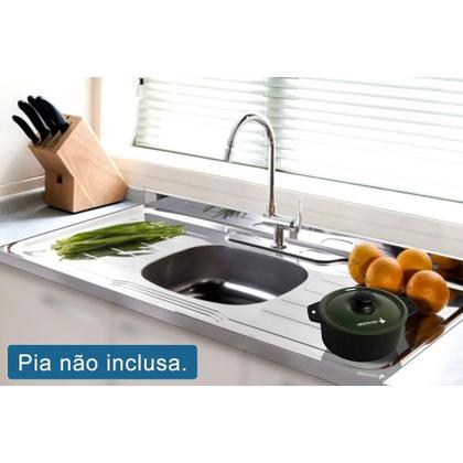 Imagem de Cozinha Modulada Completa Ciela 22 Peças (5Aéreos+6Balcões+3Paneleiros+8Complementos) C22P82 Canela/Azul Profundo - Kappesberg
