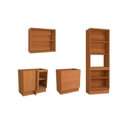 Imagem de Cozinha Modulada Completa Ciela 22 Peças (5Aéreos+6Balcões+3Paneleiros+8Complementos) C22P82 Canela/Azul Profundo - Kappesberg