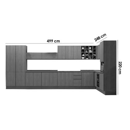 Imagem de Cozinha Modulada Completa Ciela 22 Peças (5Aéreos+6Balcões+3Paneleiros+8Complementos) C22P82 Canela/Azul Profundo - Kappesberg