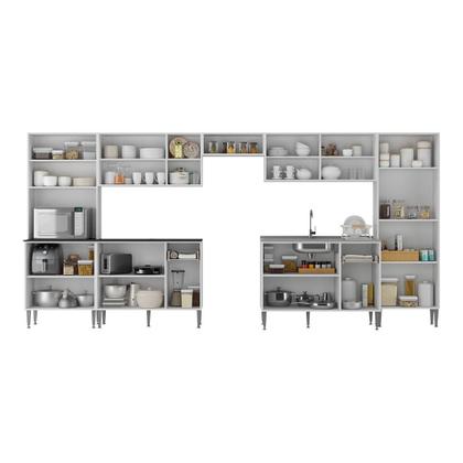 Imagem de Cozinha Modulada Completa com Balcão para Pia MP2279 Multimóveis Brinde Jogo de Panelas Tramontina