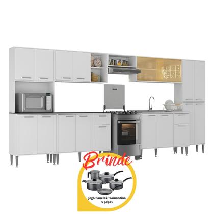 Imagem de Cozinha Modulada Completa com Balcão para Pia MP2279 Multimóveis Brinde Jogo de Panelas Tramontina