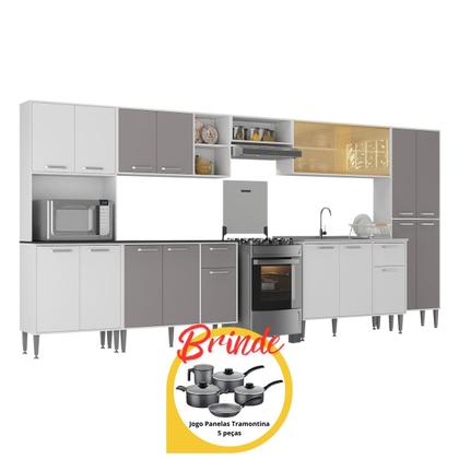 Imagem de Cozinha Modulada Completa com Balcão para Pia MP2279 Multimóveis Brinde Jogo de Panelas Tramontina