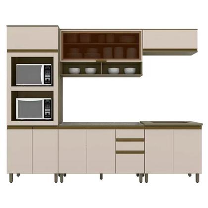 Imagem de Cozinha Modulada Completa Connect 6 Peças (2 Aéreos+2Balcões+1Paneleiro+1Complemento) CPT96 Duna/Cristal - Henn
