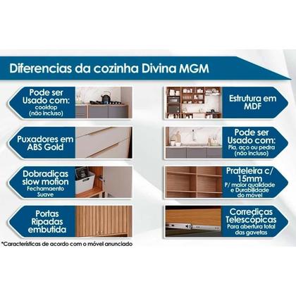 Imagem de Cozinha Modulada Completa Divina 5 Peças (2Aéreos+2Balcões+1Paneleiro) CZ001 Freijo/Off White - MGM