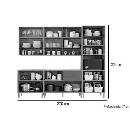 Imagem de Cozinha Modulada Completa Divina 5 Peças (2Aéreos+2Balcões+1Paneleiro) CZ001 Freijo/Off White - MGM