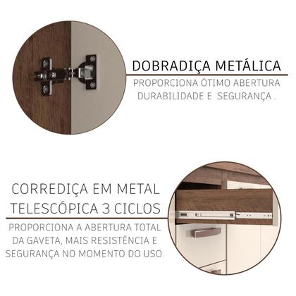 Imagem de Cozinha Modulada Completa Fidelitá Berlim 6 Peças 305cm 15 Portas 2 Gavetas Com Tampo Noce/Off-White