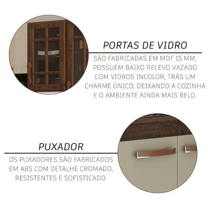 Imagem de Cozinha Modulada Completa Fidelitá Lisboa 5 Peças 260cm 13 Portas 3 Gavetas Com Tampo Noce/Off-White