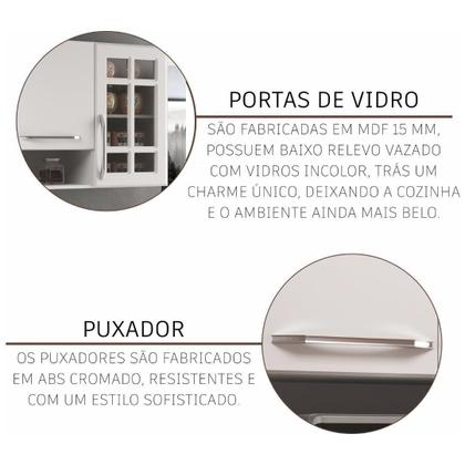 Imagem de Cozinha Modulada Completa Fidelitá Viena 4 Peças 260 Cm 11 Portas 3 Gavetas Com Tampo Branco