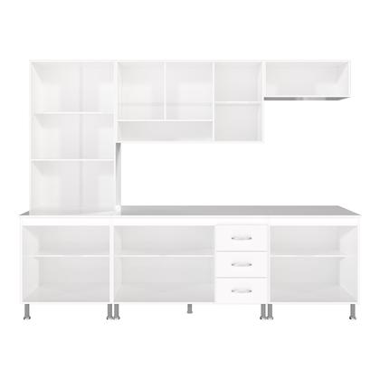 Imagem de Cozinha Modulada Completa Fidelitá Viena 5 Peças 260cm 13 Portas 3 Gavetas Com Tampo Branco