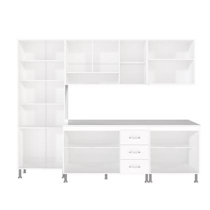 Imagem de Cozinha Modulada Completa Fidelitá Viena 5 Peças 260cm 13 Portas 3 Gavetas Com Tampo Branco