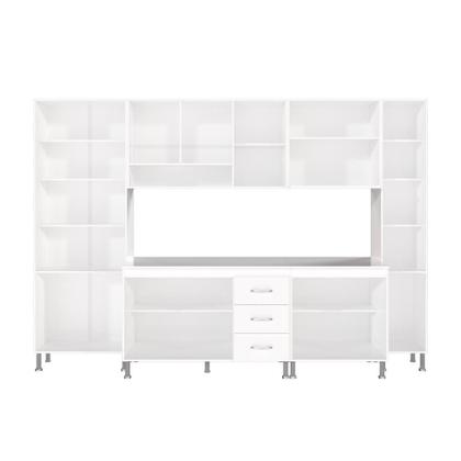 Imagem de Cozinha Modulada Completa Fidelitá Viena 6 Peças 295cm 15 Portas 3 Gavetas Com Tampo Branco