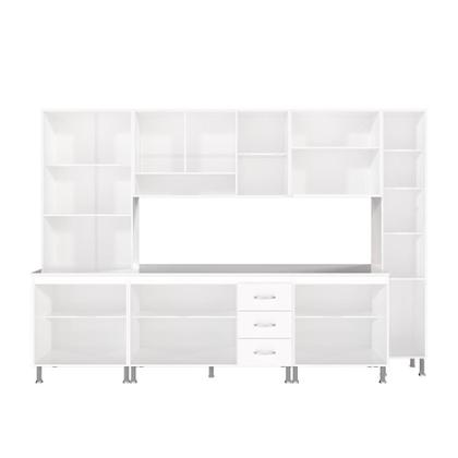Imagem de Cozinha Modulada Completa Fidelitá Viena 6 Peças 295cm 15 Portas 3 Gavetas Com Tampo Branco