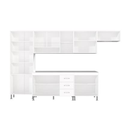 Imagem de Cozinha Modulada Completa Fidelitá Viena 6 Peças 330cm 15 Portas 3 Gavetas Com Tampo Branco