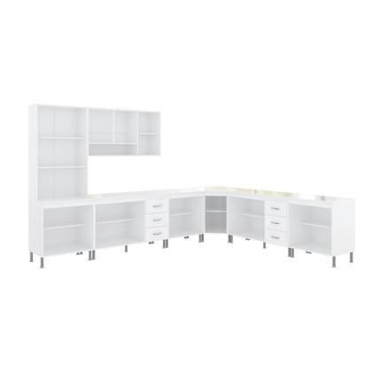 Imagem de Cozinha Modulada Completa Fidelitá Viena 7 Peças 600cm 16 Portas 6 Gavetas Com Tampo Branco